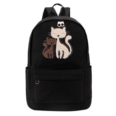 

Fashion Girls Backpack Plush Rhinestone Cat School Bags Casual Rucksack