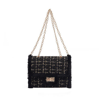 

Women Winter Woolen Shoulder Bag Simple Small Square Bags Designer Chain Crossbody Bag Handbag Ladies Messenger Bag YJ