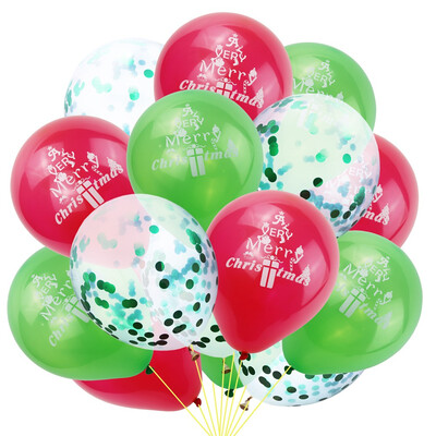 

15 Pcs Merry Christmas Balloons Confetti Printed Balloons Christmas Party Festival Home Decoration