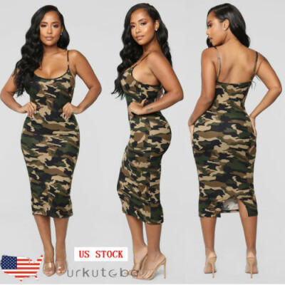 

US Stock Sexy Lady Slim Tank Party Evening Sundress Bodycon Pencil Sling Dress