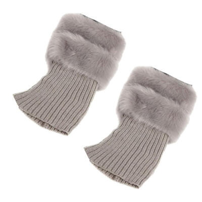 

Winter Women Warm Faux Fur Crochet Knit Leg Warmers Boot Socks Toppers Cuffs