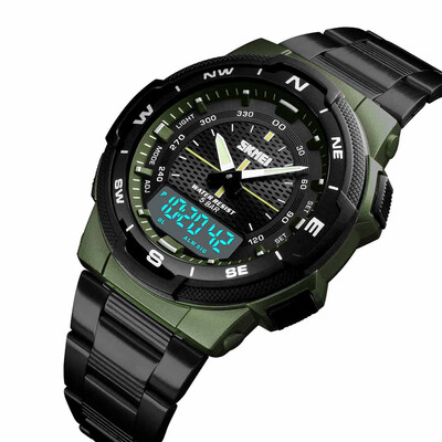 

Gobestart SKMEI Casual Fashion Business Watch Double Display Steel Belt Mens Watch