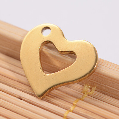 

304 Stainless Steel Heart Charms Golden 15x13x1mm Hole 15mm