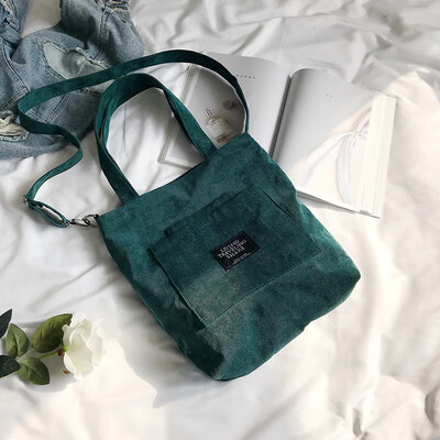 

Canvas bag female 2019 Korean version 100 fashion corduroy student schoolbag single shoulder oblique satchel shopping bag