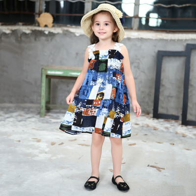 

Bohemia Girls Dress Kids Beach Dresses For Girls Strap Loose Summer Dress