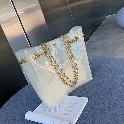 

Jelly transparent bag female 2019 new wave Korean version of the wild Messenger bag shoulder chain fashion portable bucket bag