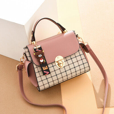 

Bag-lady Stitching Lattice Twisted Bag Korean Hand-held Small Square Bag Single Shoulder Fairy ins Super-hot Bag