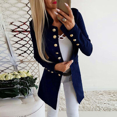 

Winter Womens Coat Standing Collar Long Sleeve Single-breasted Solid Outerwear