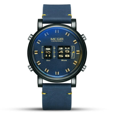 

MEGIR Roller Quartz Wristwatch Mens Business Watch With Leather Strap