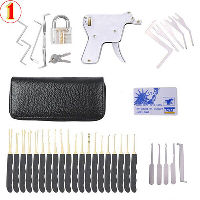

24Pcs Lock Padlock Picking Kit Tools Transparent Key Extractor Lock Pick Gun Set Credit Card Tools