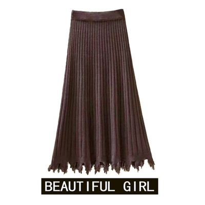 

Pleated Skirts For Women Korean Clothes Autumn Winter Knit Loose High Waisted Long Skirt Casual Maxi Skirts