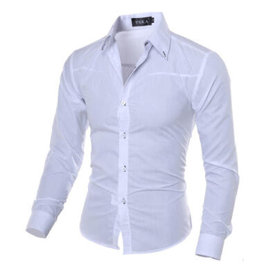 

Simple Casual Men Solid Color Slim Long Sleeve Business Shirt