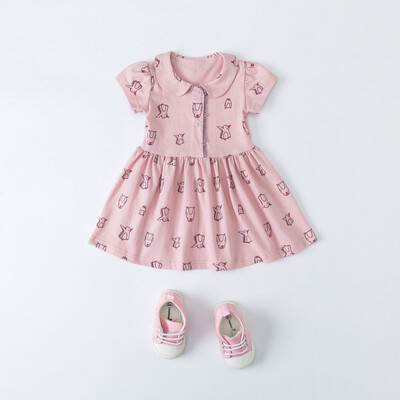 

Summer Dress Casual Baby Girls Sleeveless Cute Design Cotton Dress Kids Toddler Pageant Princess Sweet Fashion Sundress