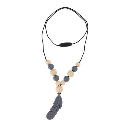 

Silicone Molar Training Baby Teethers Necklace Feather Pendant Chewing Toy