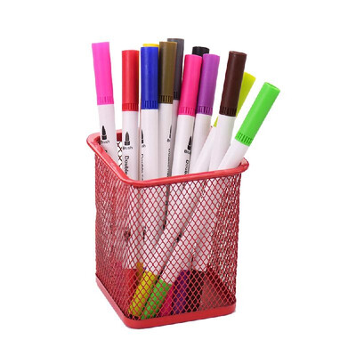 

Mesh Pen Pencil Holder Metal Pen Organizer Storage Stationery Container Square Padded Base for Desk School Office