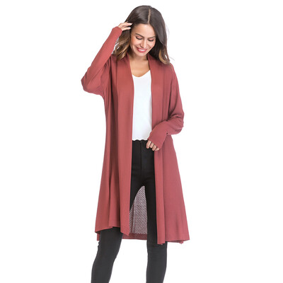 

Toponeto Womens Loose Gradient Solid Knit Cardigan Retro Long Sleeve Coat