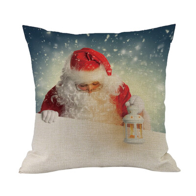 

Tailored Happy Christmas Pillow Cases Linen Sofa Cushion Cover Home Decor Pillow Core