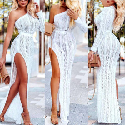 

Fashion Womens Bodycon One Shoulder Evening Party Cocktail Club Long Maxi Dress