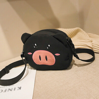 

Tailored Female Cute Canvas Bag Pig Shoulder Bag Cartoon Messenger Bag Student Casual Bag