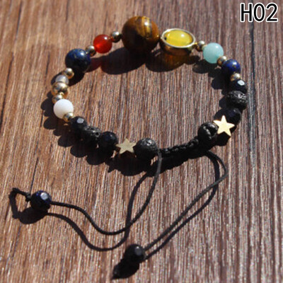 

New Universe the Eight Planets in the Solar System Guardian Star Natural Stone Beads Bracelet Bangle for Women Men Gift