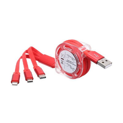 

3-in-1 Noodle Design Charging Cable Data Cable MicroUSB Type-C Lightening Charge Data Transfer Cable for iPhone Android Samsung Xi
