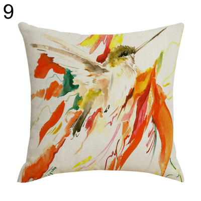 

Linen Bird Branch Print Square Pillow Case Cushion Cover Home Sofa Car Bed Decor