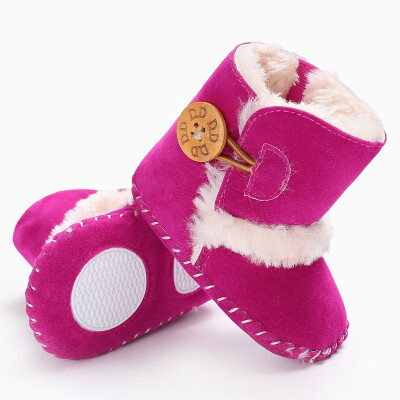 

Winter Baby Boots Girls Boys Rubber Soled Shoes Infant Toddler Newborn Super Warm Snowfield Wooden Buttons Boots