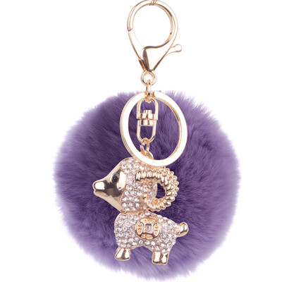 

Cartoon Keychain Korea Rex Rabbit Hair Ball Alloy Cartoon Lamb Bag Pendant Car Gift