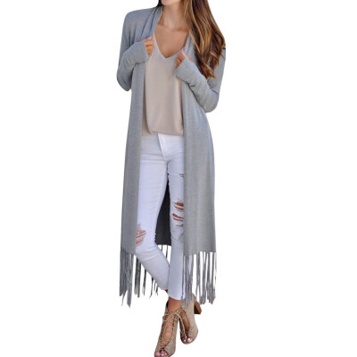 

Toponeto Fashion Women Solid Open Front Long Sleeve Long Coat Loose Outerwear