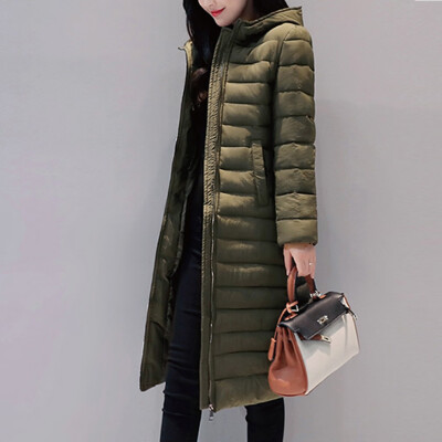 

Toponeto Women Winter Warm Thick Outerwear Zip Coat Slim Cotton-padded Long Jacket