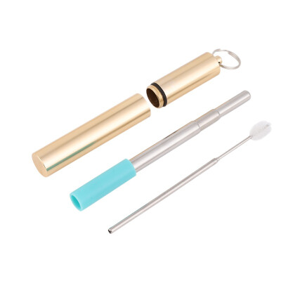 

Reusable Telescopic Stainless Steel Straws Metal Drinking Straw With Keychain Storage Case And Cleaning Brush