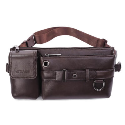 

Solid Color Sport Shoulder Men Waist Fanny Packs Genuine Leather Chest Bags