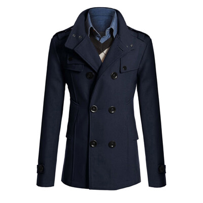 

Men Lapel Collar Long Sleeve Button Down Outwear Tops Jacket Solid Winter Coat