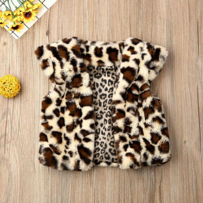 

Toddler Kids Baby Girl Autumn Winter Warm Fuzzy Leopard Vest Coat Fur Waistcoat