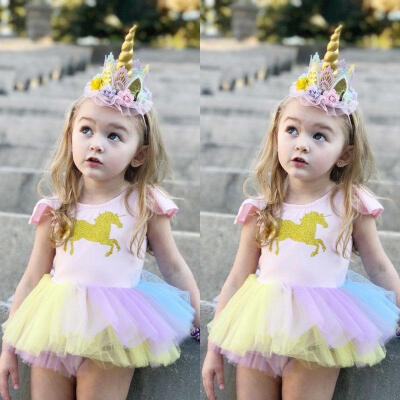 

Fashion Newborn Baby Girls Unicorn Lace Tutu Romper Fancy Dress Outfits Kids Costume Jumpsuit