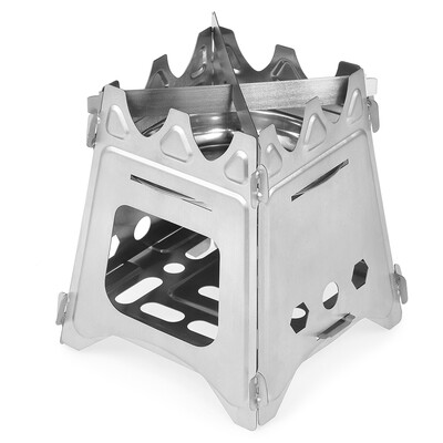 

Outdoor Camping Stove Portable Folding Backpacking Wood Stove with Alcohol Tray for Camping Fishing Hiking
