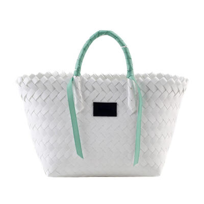 

Beach Shoulder Bucket Handbags Women Weaving Solid Color Top-handle Bags