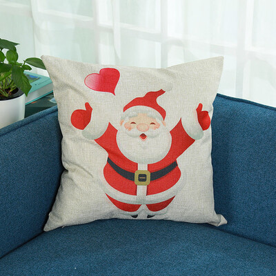 

Tailored Merry Christmas Print Pillowcase Linen Cotton Sofa Cushion Cover Home Decor