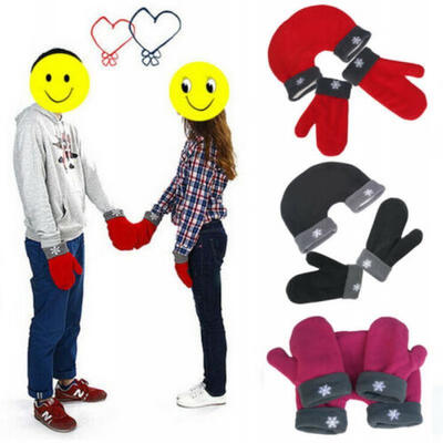 

Couple Gloves Polar Fleece Lovers Winter Warm Handle Double Mittens Gifts UK