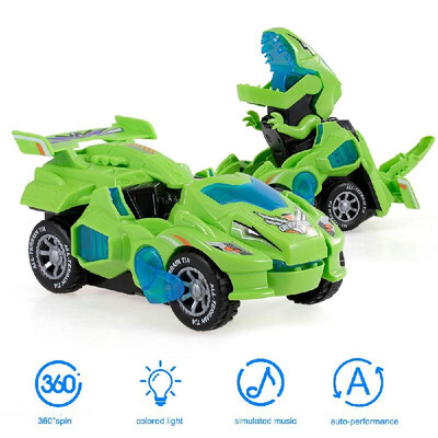 

Pull Back Dinosaur Cars Dinosaur Car Toys Transformable Dinosaur Pull Back Car Toy Electric 360°Spin with Light Music Action Walki