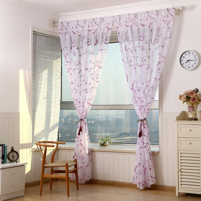

Transparent Tulle Printing Curtain Bedroom Kitchen Office Short Tulle Window Door Curtain Living Room Decorations