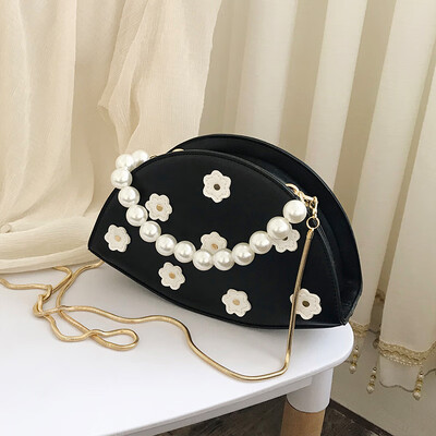 

Summer texture bag female 2019 new Korean version of the wild single shoulder slung fashion pearls portable chain dumplings package