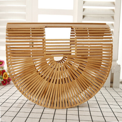 

2018 Fashion Bamboo Handbags Women Wood Top Handle Bags Female Causal Totes Small Hollow Summer Beach Bags for Ladies And Mori Gir