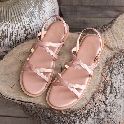 

Sandals female fairy wind 2019 summer new word with simple&gentle students flat-bottomed evening shoes Joker net red