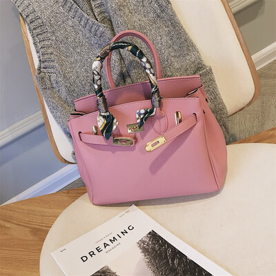 

Qiao Bani 2019 new European&American style fashion best selling lychee silk scarf platinum bag hand shoulder diagonal female bag