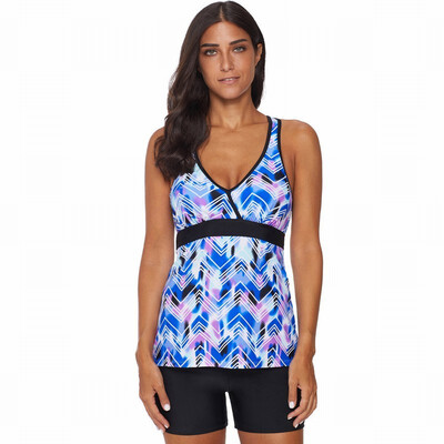 

Tankinis Womens Swimwear color printed vest square split swimsuit