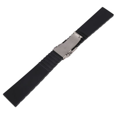 

20 22 MM Black Silicone Rubber Waterproof Men& Women Watch Strap Band Deployment Buckle Watch Band