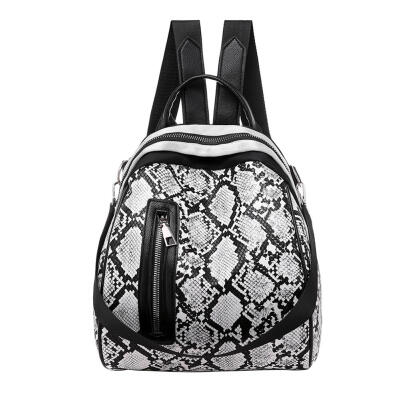 

Fashion Serpentine Lady Backpack Snake Print PU Leather Travel Shoulder Bag