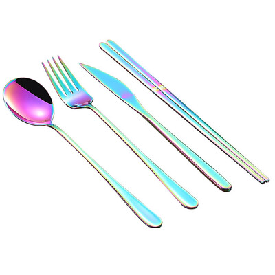 

Toponeto 4PCS Stainless Steel Upscale Dinnerware Flatware Cutlery Spoon Chopsticks BK
