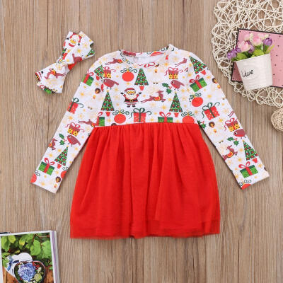 

Christmas Baby Girls Dress Kids Xmas Flower Bridesmaid Party Princess Prom Wedding Children Dress